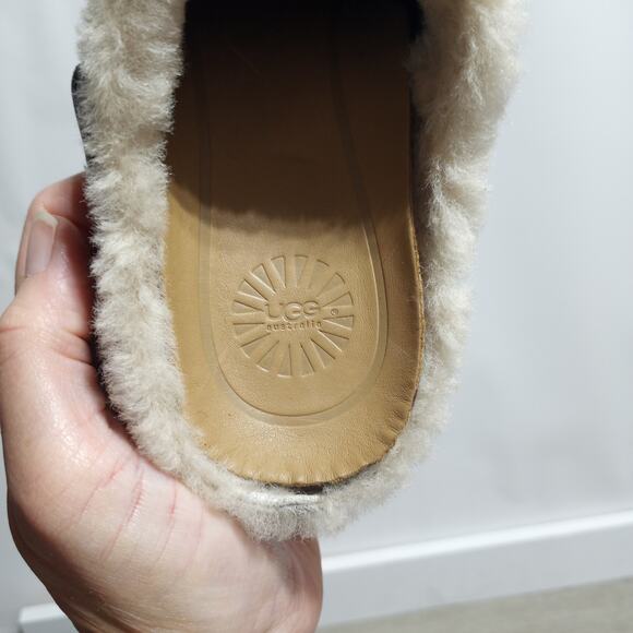 UGG Australia Langford sheepskin brown leather slip on heeled clogs size 6 - Picture 7 of 10